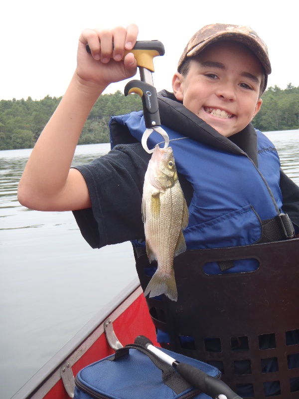 My son with his first of 2 White Perch