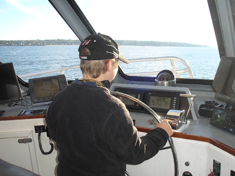 My son at the helm