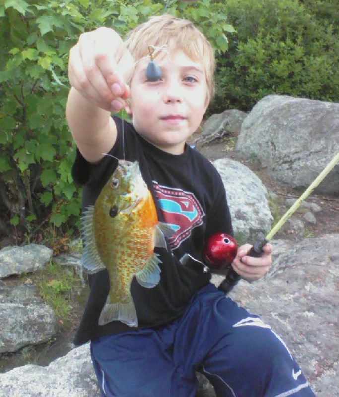 my son catching sunfish