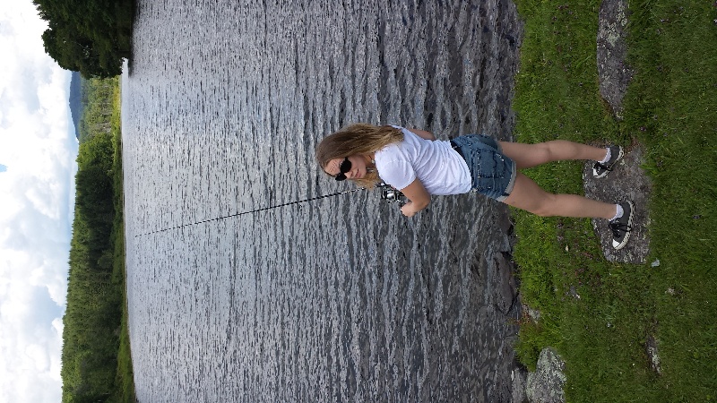 Look how much she likes to fish.
