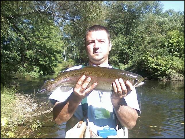 my buddie with a nice trout