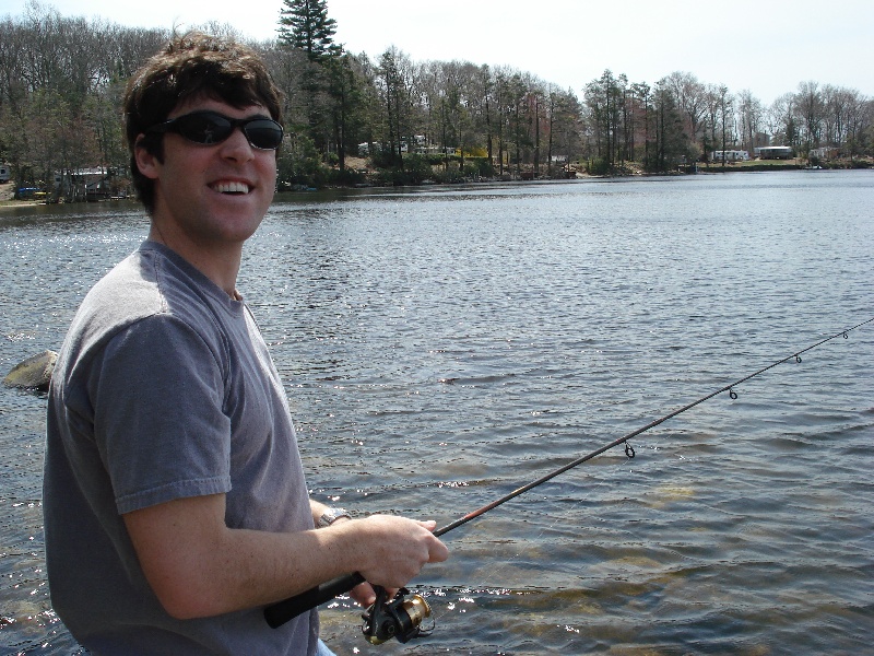 Me fishing off the rock