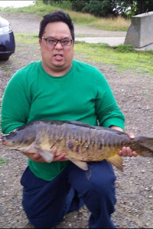 the trophy... Aarons first carp 19 and half pounds!!