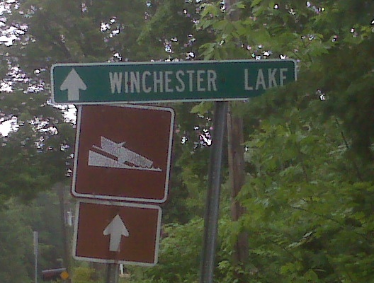Winchester Lake direction sign