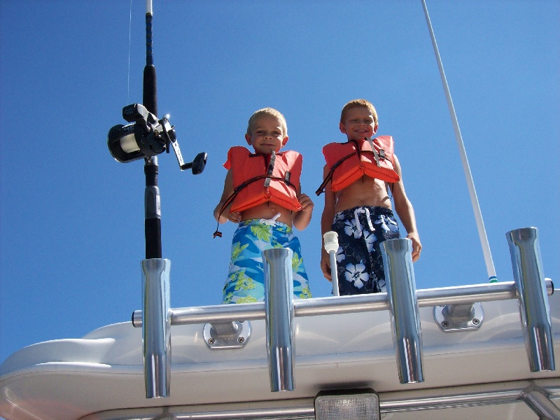 Evan & Austin jumping off the boat