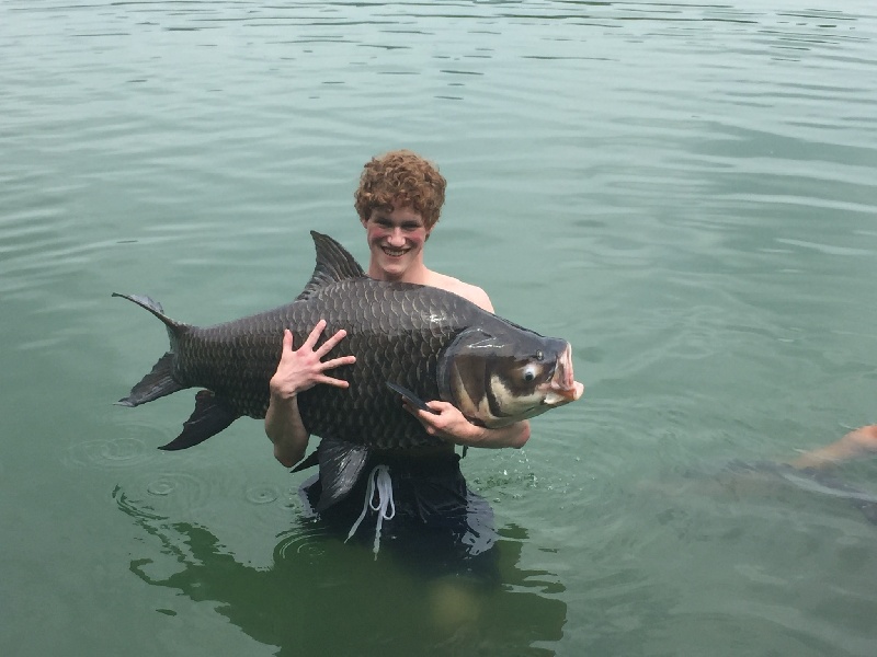 First fish of the trip, 75lb Siamese Carp!