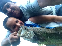 had a great day with my son he got a 3lb bass and we caught 5 bass in 1hr Fishing Report